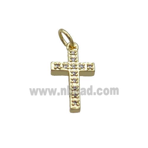 Copper Cross Pendant Pave Zircon Gold Plated