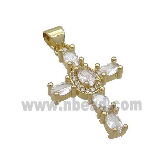 Copper Cross Pendant Pave Zircon Gold Plated