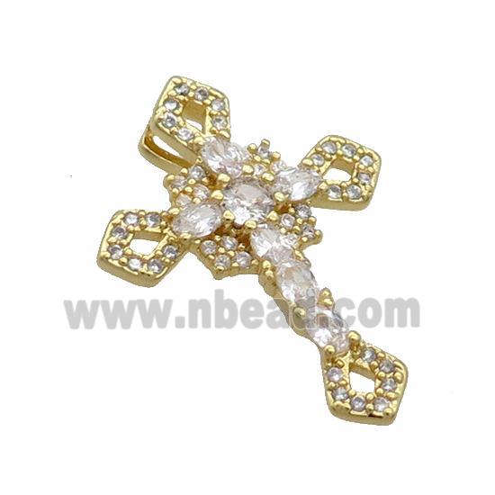 Copper Cross Pendant Pave Zircon Gold Plated