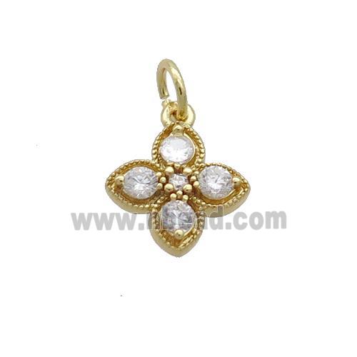 Copper Clover Pendant Pave Zircon Gold Plated