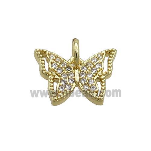 Copper Butterfly Pendant Pave Zircon Gold Plated