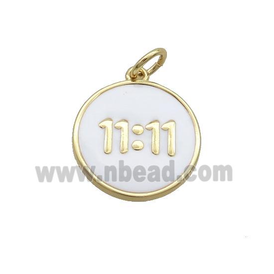 Copper Circle Pendant Double 11 White Enamel Gold Plated