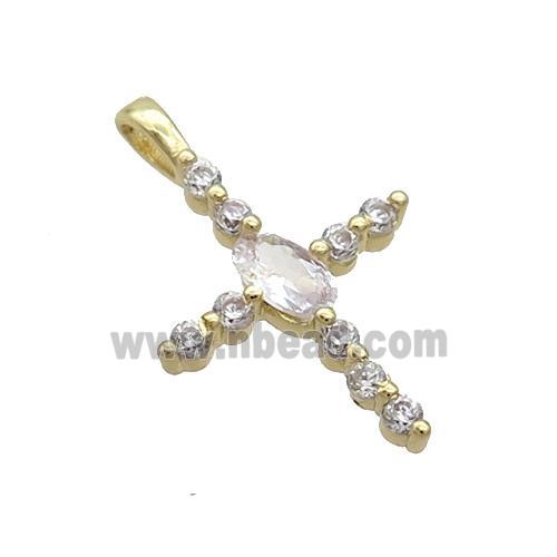 Copper Cross Pendant Pave Zircon Gold Plated