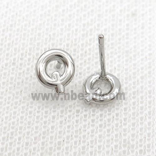 Copper Stud Earring Q-Letter Platinum Plated