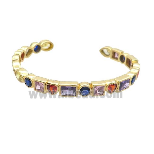 Copper Bangle Pave Zircon Gold Plated