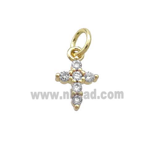 Copper Cross Pendant Pave Zircon Gold Plated