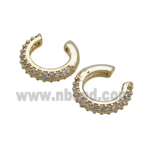 Copper Clip Earring Pave Zircon Gold Plated