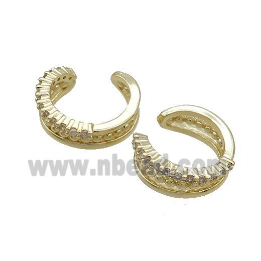 Copper Clip Earring Pave Zircon Gold Plated