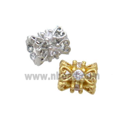 Copper Tube Beads Pave Zircon Mixed