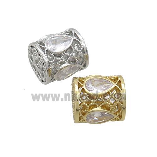 Copper Tube Beads Pave Zircon Mixed