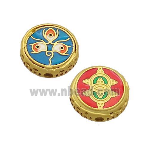 Copper Button Circle Beads Enamel Gold Plated