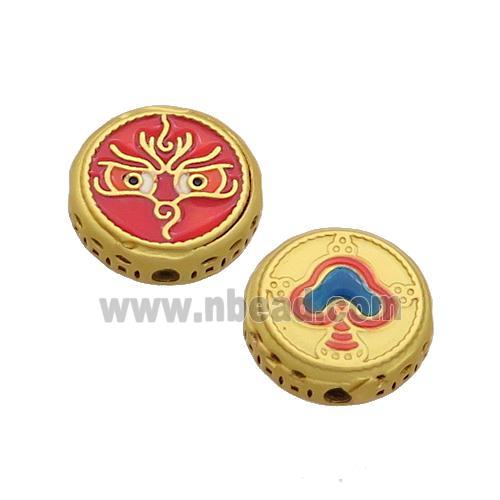 Copper Button Circle Beads Enamel Gold Plated