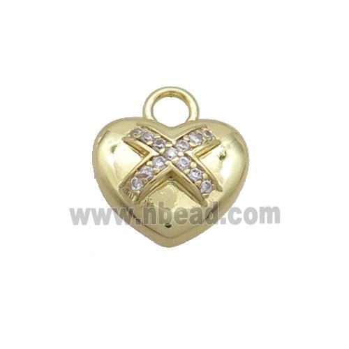 Copper Heart Pendant Pave Zircon Gold Plated