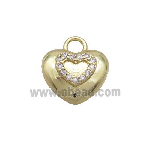 Copper Heart Pendant Pave Zircon Gold Plated