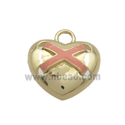 Copper Heart Pendant Pink Enamel Gold Plated