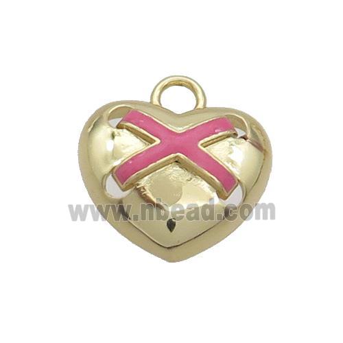 Copper Heart Pendant Pink Enamel Gold Plated