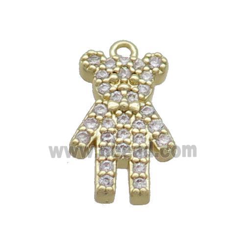 Copper Bear Pendant Pave Zircon Gold Plated