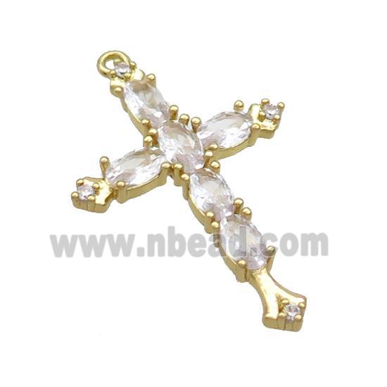 Copper Cross Pendant Pave Zircon Gold Plated