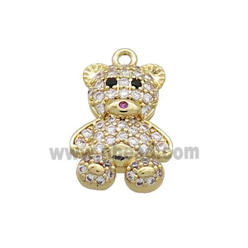 Copper Bear Pendant Pave Zircon Gold Plated