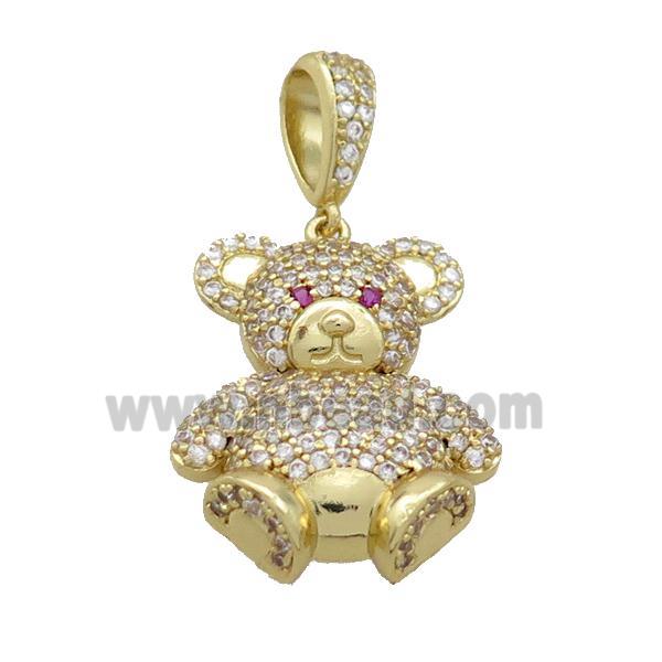 Copper Bear Pendant Pave Zircon Gold Plated