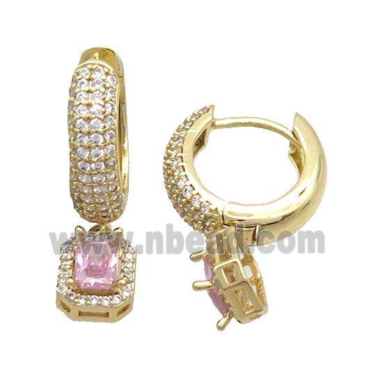 Copper Hoop Earring Pave Zircon Gold Plated