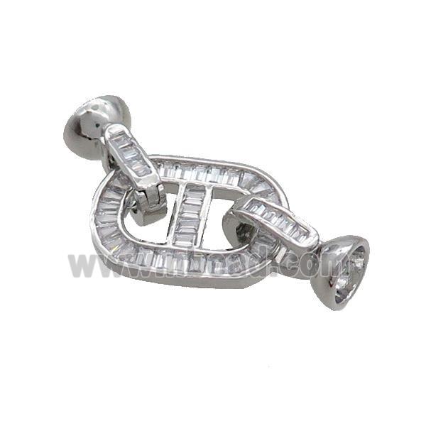 Copper Clasp Pave Zircon Platinum Plated