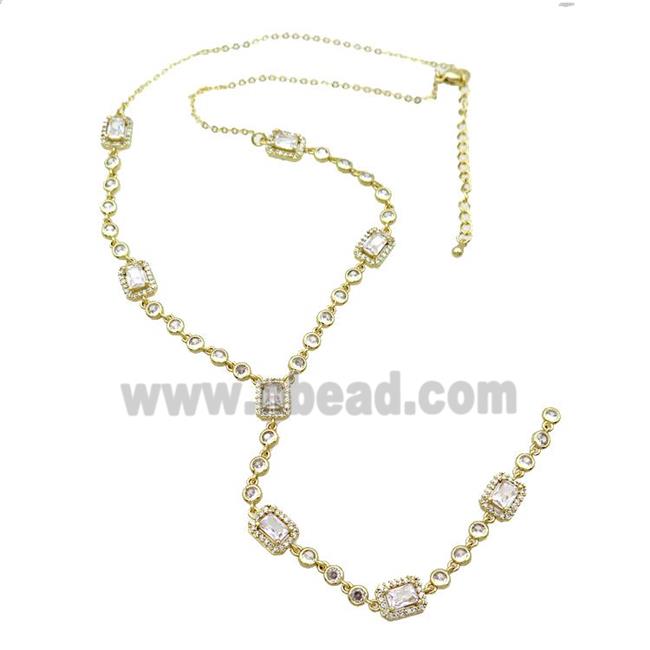 Copper Necklace Pave Zircon Gold Plated