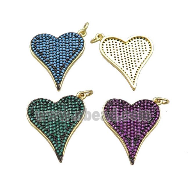 Copper Heart Pendant Pave Zircon Gold Plated Mixed