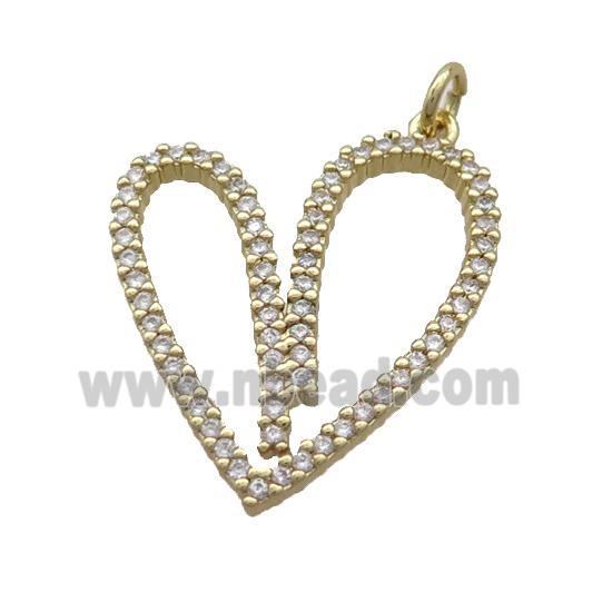 Copper Heart Pendant Pave Zircon Gold Plated