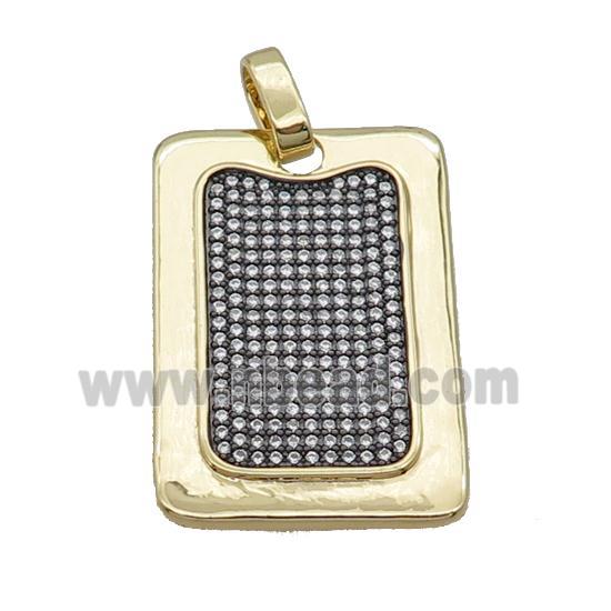 Copper Rectangle Pendant Pave Zircon Gold Plated