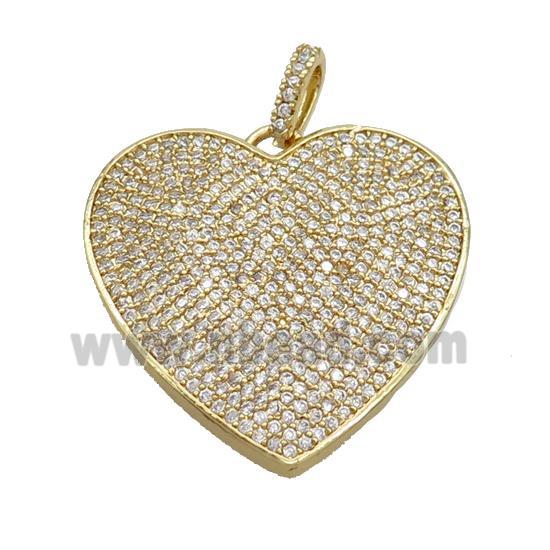 Copper Heart Pendant Pave Zircon Gold Plated