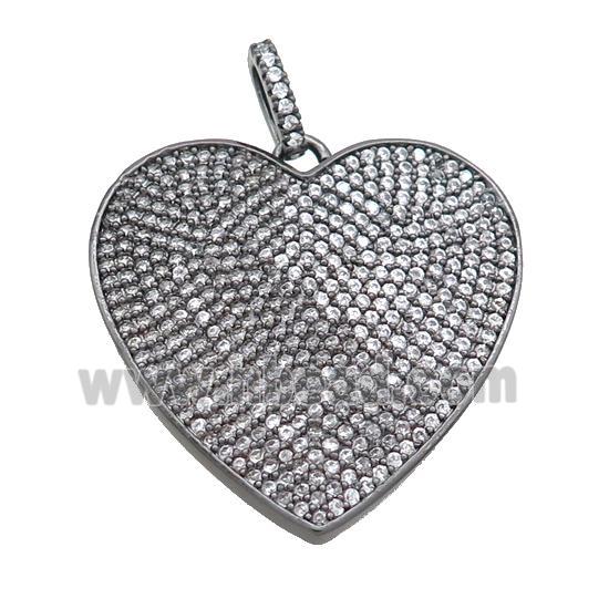 Copper Heart Pendant Pave Zircon Black Plated