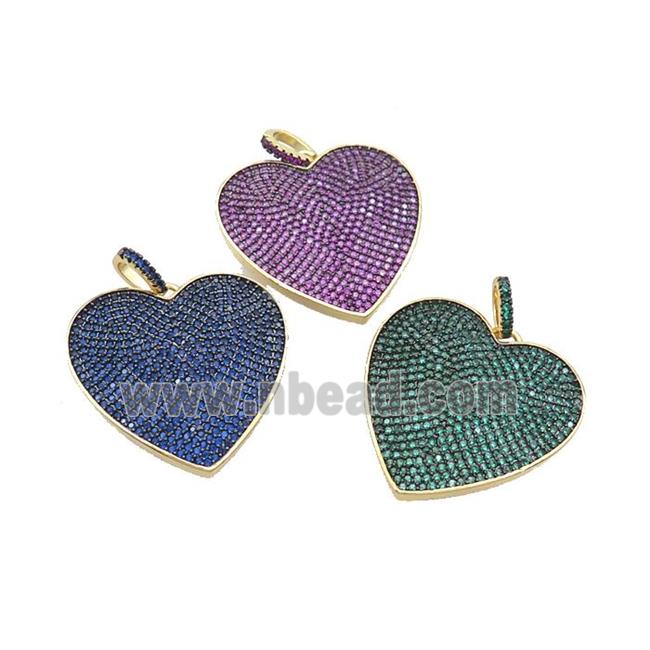 Copper Heart Pendant Pave Zircon Gold Plated Mixed