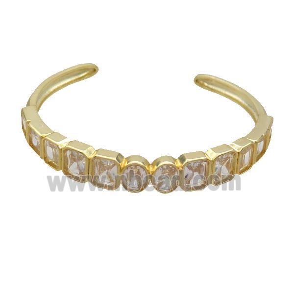 Copper Bangle Pave Zircon Gold Plated