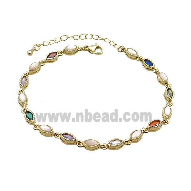 Copper Bracelets Pave Zirocn Multicolor Eye Gold Plated