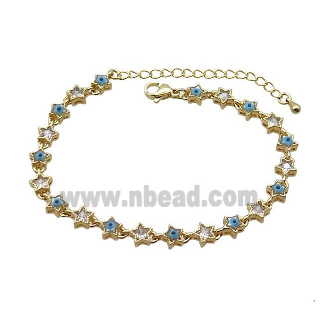 Copper Bracelets Pave Zirocn Star Evil Eye Gold Plated