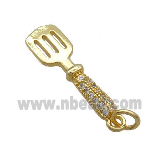 Copper Peeler Charm Pendant Pave Zircon Gold Plated