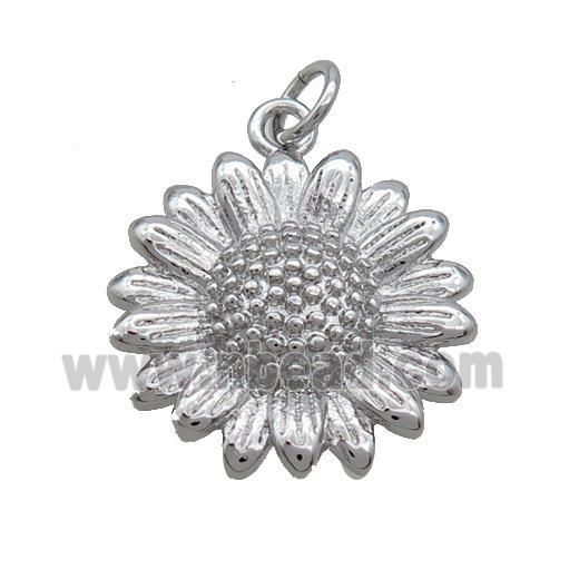 Copper Sunflower Pendant Platinum Plated