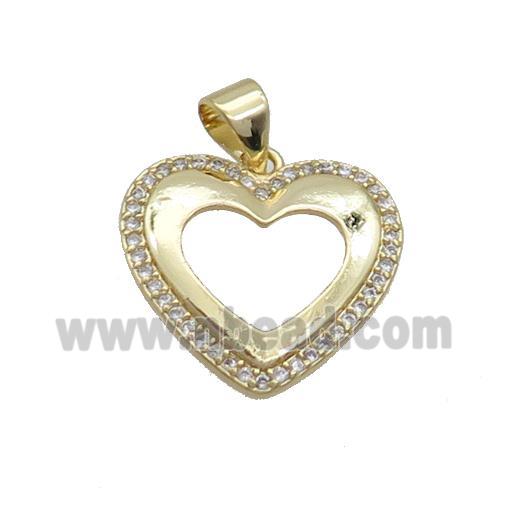 Copper Heart Pendant Pave Zircon Hollow Gold Plated