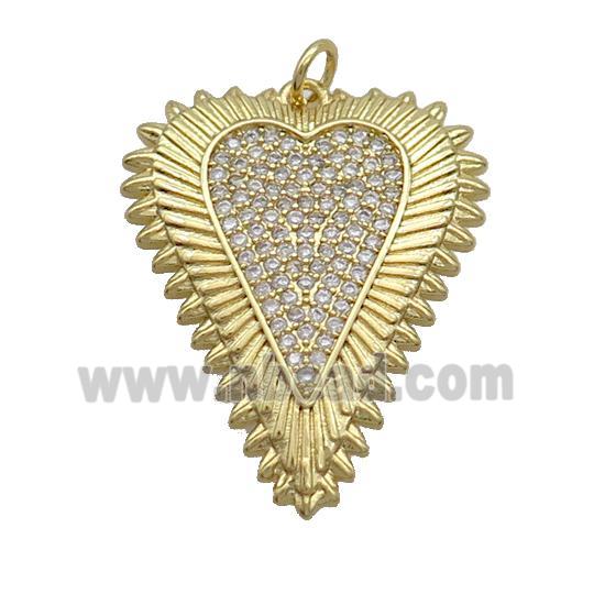 Copper Heart Pendant Pave Zircon Gold Plated