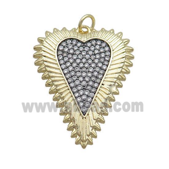 Copper Heart Pendant Pave Zircon Gold Plated