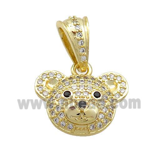 Copper Bear Pendant Pave Zircon Gold Plated