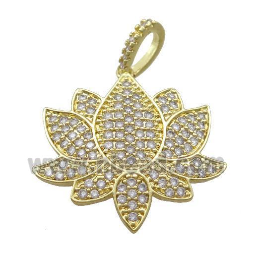 Copper Lotus Pendant Micro Pave Zircon Gold Plated