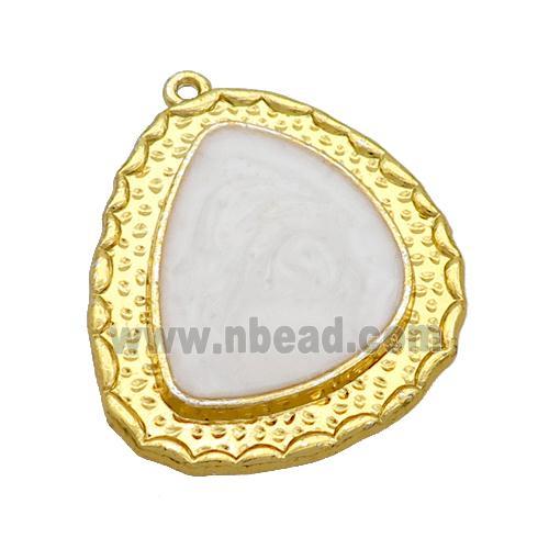 Copper Teardrop Pendant White Enamel Gold Plated