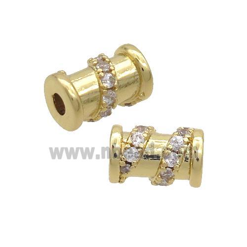 Copper Tube Beads Pave Zircon Gold Plated