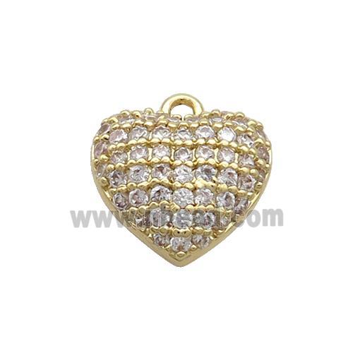 Copper Heart Pendant Pave Zircon Gold Plated