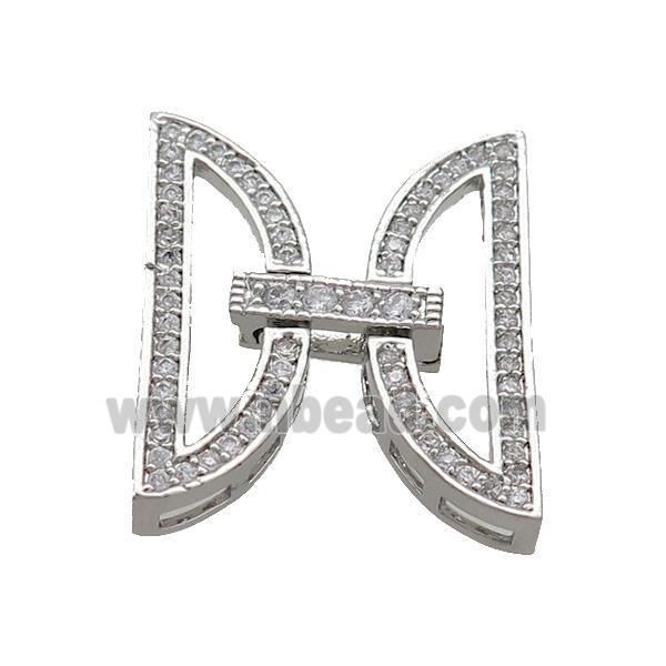 Copper Clasp Pave Zircon Platinum Plated