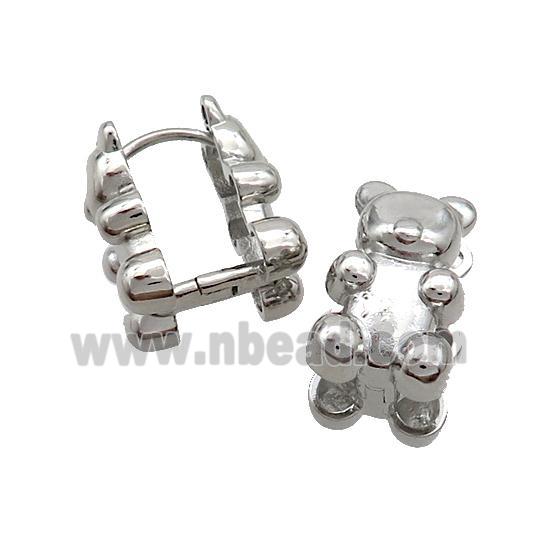 Copper Latchback Earrings Bear Platinum Plated