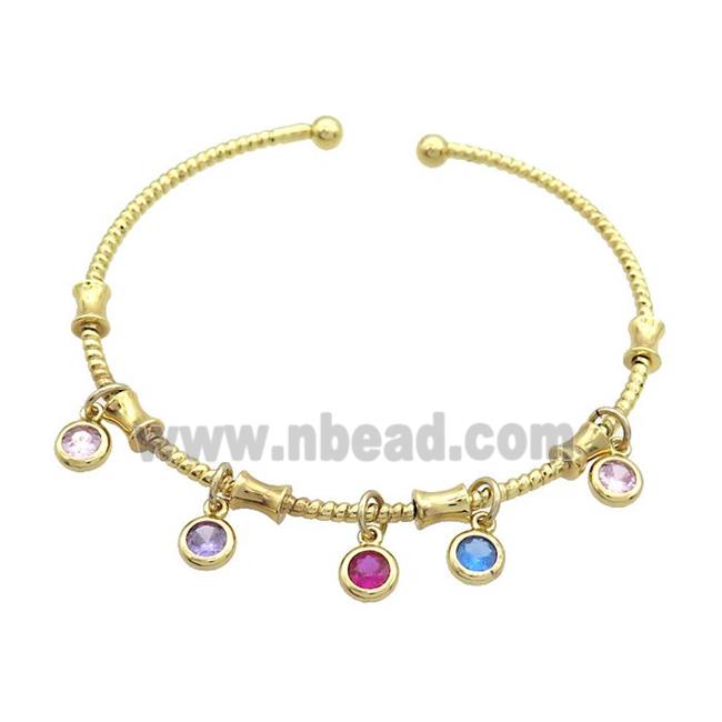 Copper Bangles Pave Multicolor Zircon Gold Plated