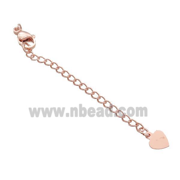 Copper Necklace Extender Chain Heart Rose Gold